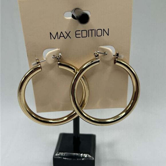Max Edition Earrings Golden Hoops$ - Picture 1 of 7
